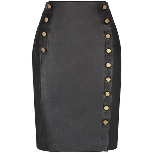 Rebecca Minkoff Leather 'Jack' Skirt with buttons - size small - Picture 2 of 9